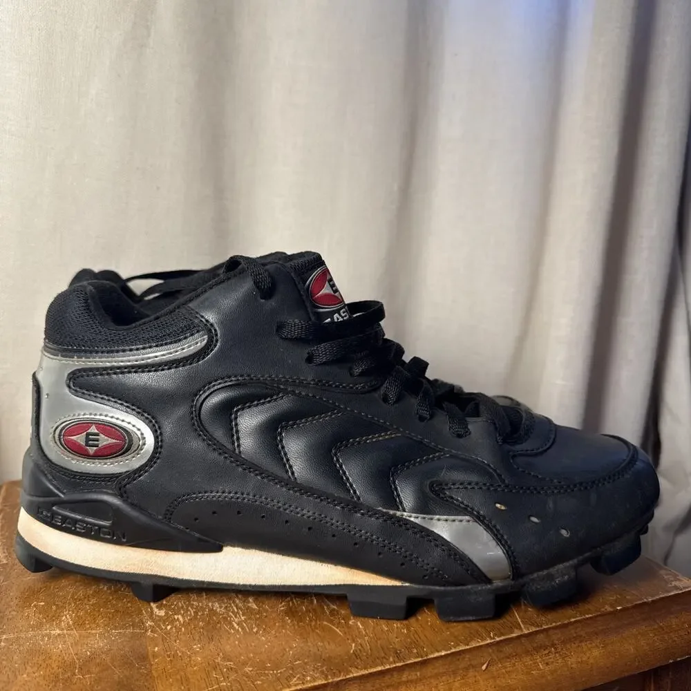 Size 12.5 Men’s Black Low Rubber Easton Launch Leather Baseball Cleats‎